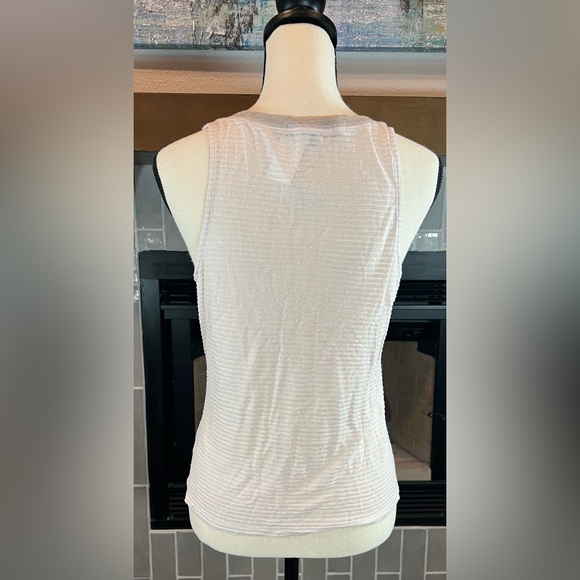 Santuary Button Tank Top Sheer Stripes  Rose & Tan Size M - Picture 2 of 6